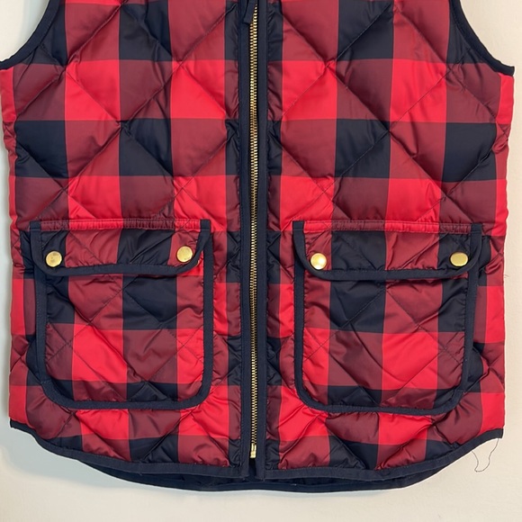 J.Crew red and black check puffer vest - Picture 3 of 6